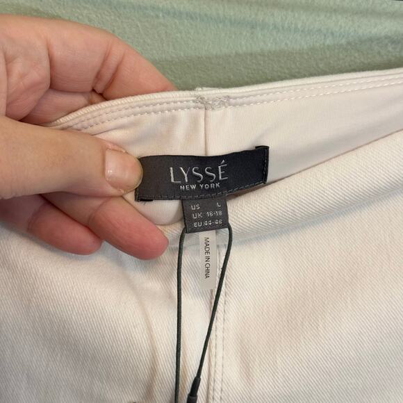 Lysse Bootcut Jeans Womens Large White Knit Denim High Rise Cropped Pull On NWT - Picture 6 of 11